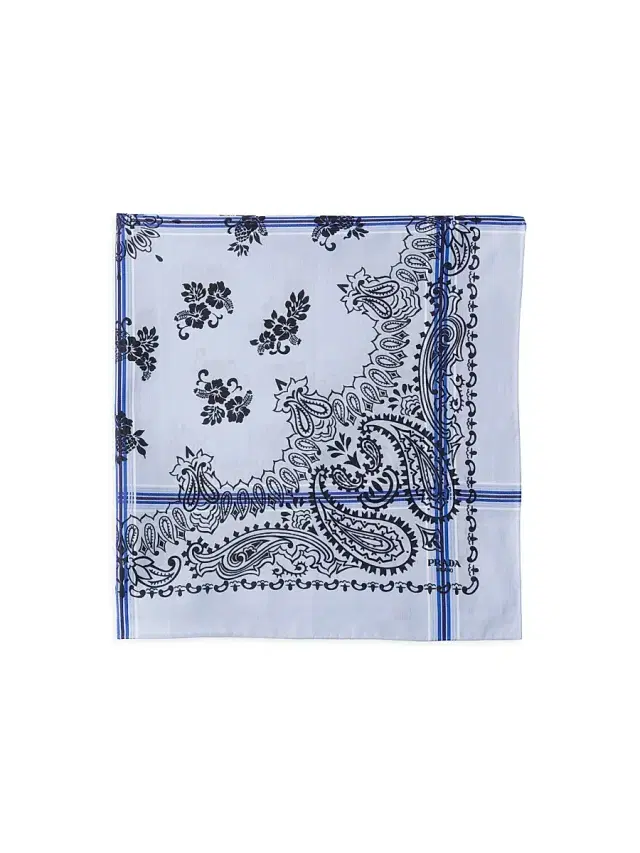 Prada Women's Printed Cotton Scarf - Blue