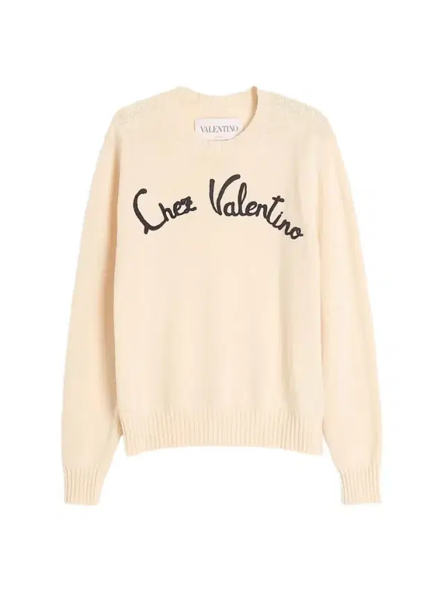 Valentino Garavani Men's Wool Crewneck Sweater with Embroidery - Butter