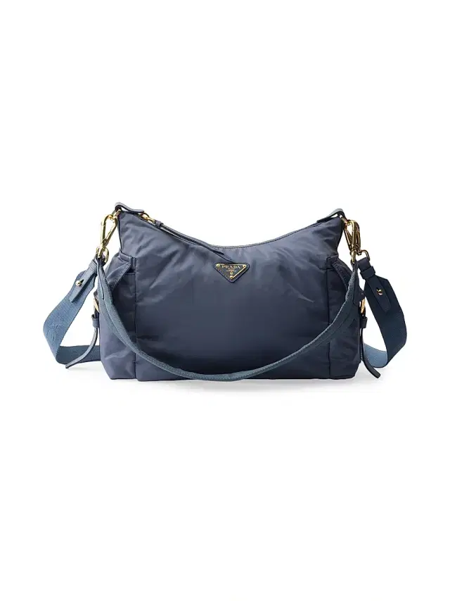 Women's Explore Large Re-Nylon and Leather Shoulder Bag - Blue