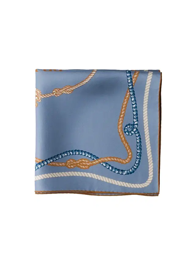 Women's Printed Silk Twill Scarf - Blue