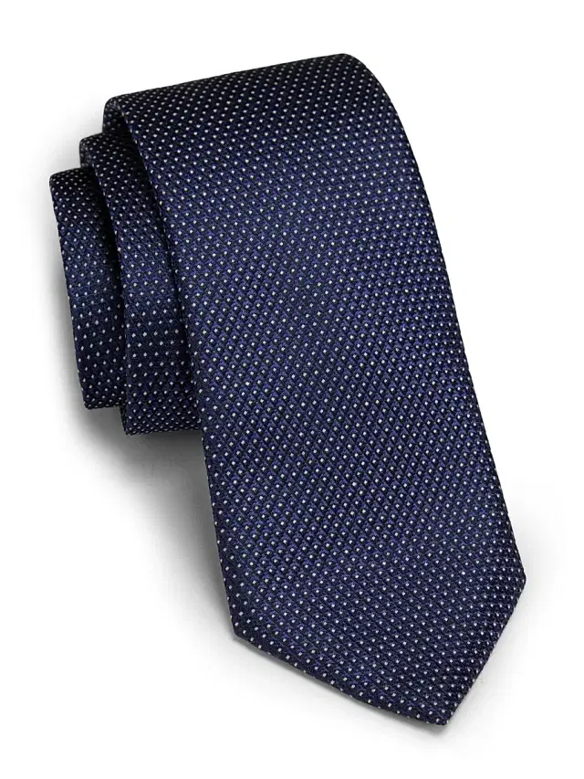 Men's Pin-Dot Silk-Blend Tie - Navy