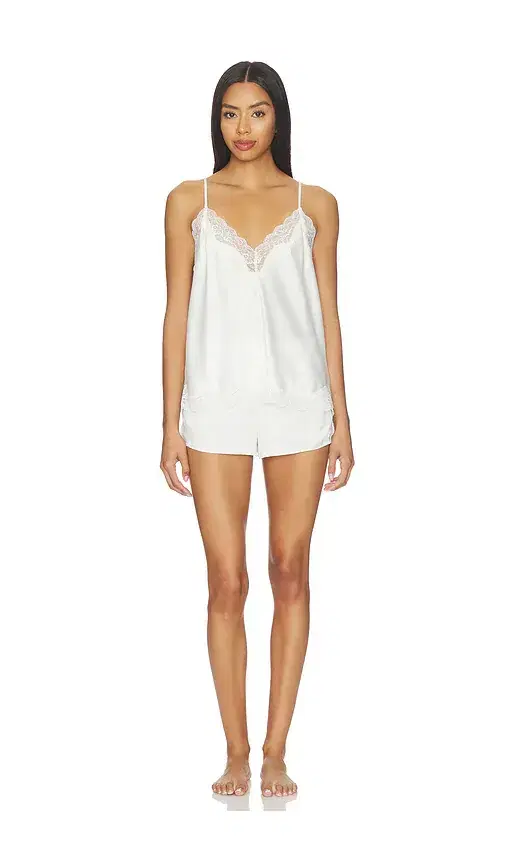 Flora Nikrooz Estella Solid Charmeuse Cami Short Set With Lace