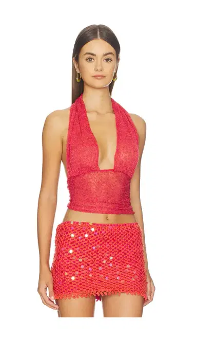 Indah Ayat Solid 70s Disco Halter Top | Thumbnail 2