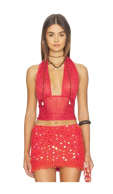 Indah Ayat Solid 70s Disco Halter Top | Thumbnail 1