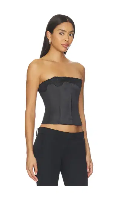 GUIZIO Jean Lace Trim Satin Corset | Thumbnail 2 GUIZIO Jean Lace Trim Satin Corset | Thumbnail 2