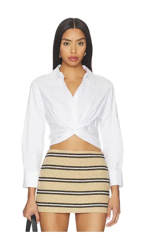 Alice + Olivia Alice + Olivia Phebe Twist Longesleeve Cropped Blouse