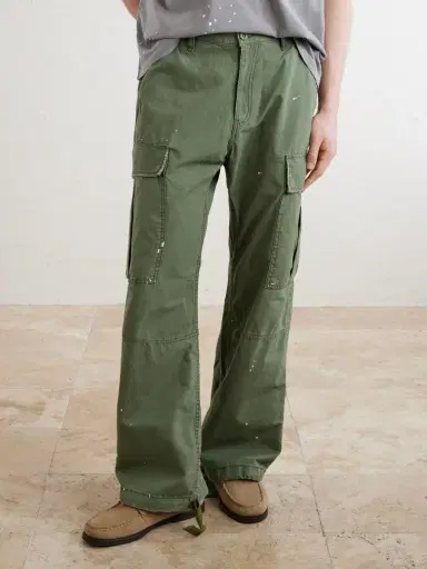 Cherry Los Angeles Wide-Leg Paint-Splattered Cotton-Ripstop Cargo Trousers - Men | Thumbnail 3 Cherry Los Angeles Wide-Leg Paint-Splattered Cotton-Ripstop Cargo Trousers - Men | Thumbnail 3
