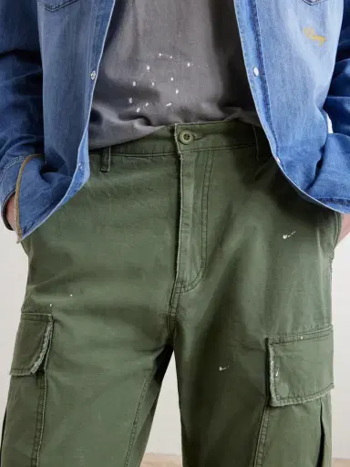 Cherry Los Angeles Wide-Leg Paint-Splattered Cotton-Ripstop Cargo Trousers - Men | Thumbnail 5 Cherry Los Angeles Wide-Leg Paint-Splattered Cotton-Ripstop Cargo Trousers - Men | Thumbnail 5
