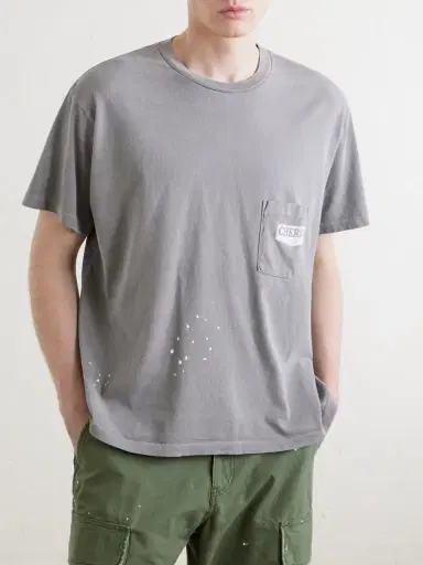 Cherry Los Angeles Logo-Print Paint-Splattered Cotton-Jersey T-Shirt - Men | Thumbnail 3 Cherry Los Angeles Logo-Print Paint-Splattered Cotton-Jersey T-Shirt - Men | Thumbnail 3