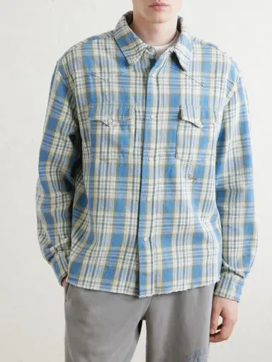 Cherry Los Angeles Checked Cotton Western Shirt - Men | Thumbnail 3 Cherry Los Angeles Checked Cotton Western Shirt - Men | Thumbnail 3