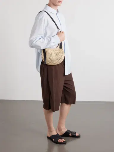 Loewe Paula's Ibiza The Punch Hole Leather-Trimmed Raffia Tote Bag - Men | Thumbnail 3