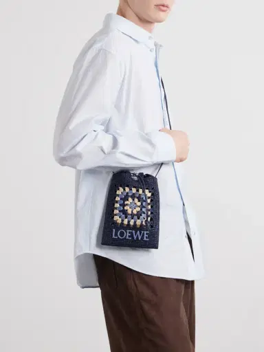 Loewe Paula's Ibiza Logo-Embroidered Leather-Trimmed Crocheted Raffia Bucket Bag - Men | Thumbnail 2 Loewe Paula's Ibiza Logo-Embroidered Leather-Trimmed Crocheted Raffia Bucket Bag - Men | Thumbnail 2