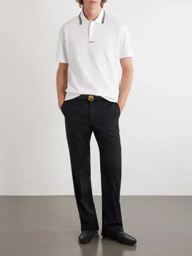 Versace Logo-Embroidered Cotton-Piqué Polo Shirt - Men | Thumbnail 2