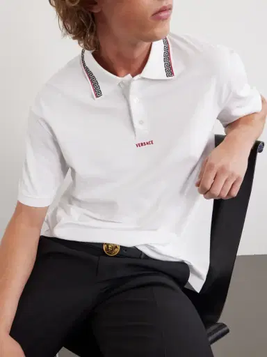 Versace Logo-Embroidered Cotton-Piqué Polo Shirt - Men | Thumbnail 5