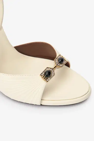 Roberto Cavalli White Sandals with Jeweled Buckle and Snake Detail | Thumbnail 5 Roberto Cavalli White Sandals with Jeweled Buckle and Snake Detail | Thumbnail 5