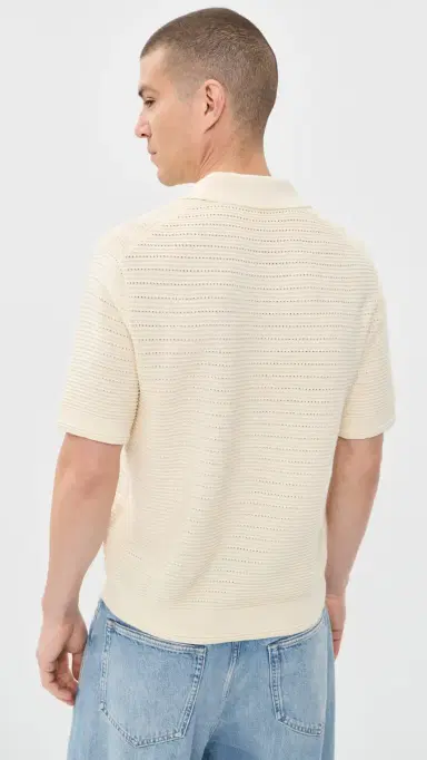 Madewell Short Sleeve Stitch Interest Polo Antique Cream | Thumbnail 3