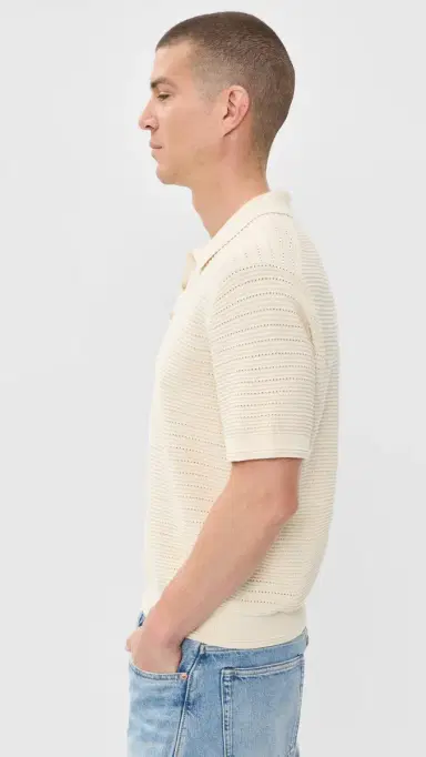 Madewell Short Sleeve Stitch Interest Polo Antique Cream | Thumbnail 4