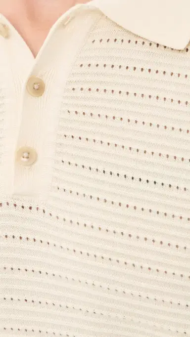 Madewell Short Sleeve Stitch Interest Polo Antique Cream | Thumbnail 6