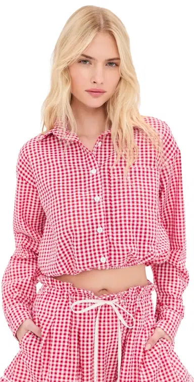 LE BOP Wylie Button Down Shirt Red Check L | Thumbnail 1 LE BOP Wylie Button Down Shirt Red Check L | Thumbnail 1