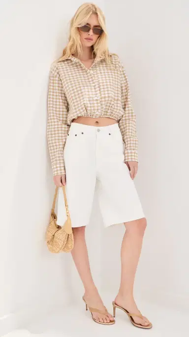 LE BOP Wylie Button Down Shirt Khaki Check M | Thumbnail 5