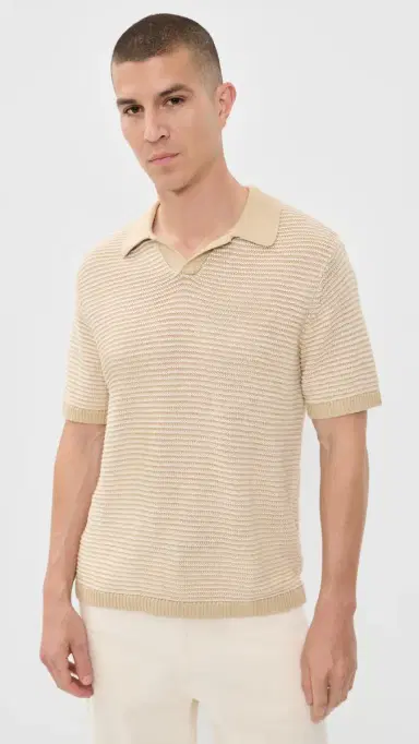 Taylor Stitch The Valencia Sweater Polo Sand Stripe 46 | Thumbnail 2 Taylor Stitch The Valencia Sweater Polo Sand Stripe 46 | Thumbnail 2
