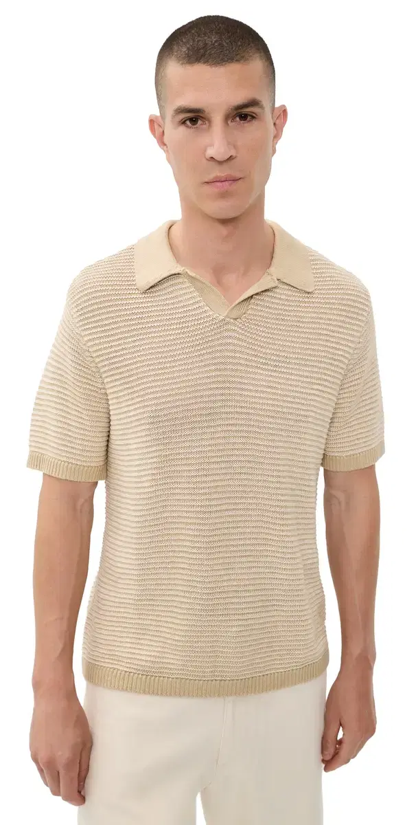 The Valencia Sweater Polo Sand Stripe