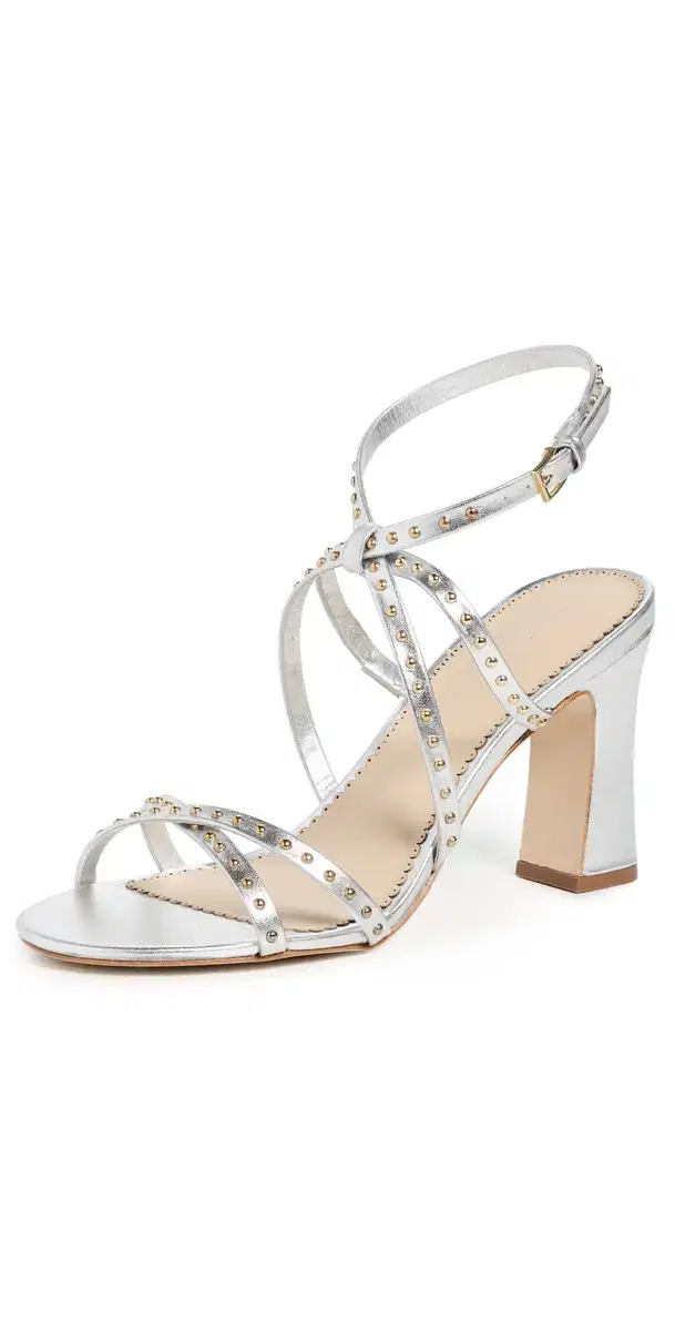 Cinq à Sept Blair Studded Metallic Heels Silver/Gold