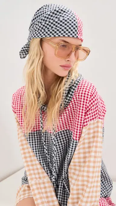 LE BOP Gingham Check Bandana Red/Navy Check One Size | Thumbnail 2