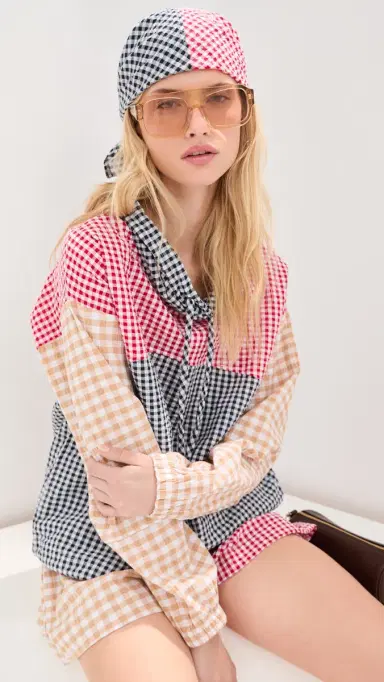 LE BOP Gingham Check Bandana Red/Navy Check One Size | Thumbnail 4