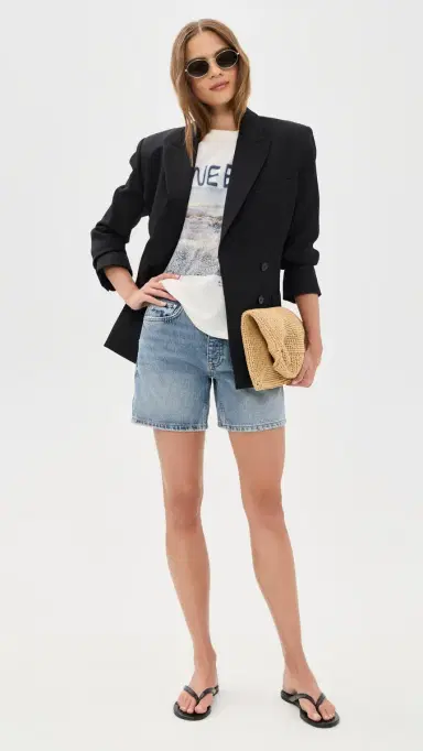 Anine Bing Delaney Denim Shorts Arbor Blue 32 | Thumbnail 5