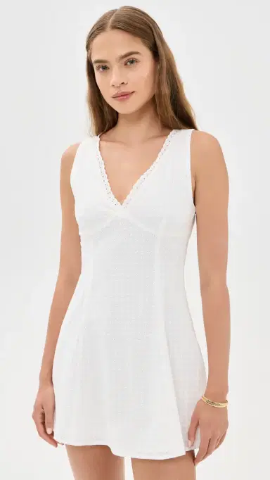 GOOD AMERICAN The Eyelet Mini Dress White001 L | Thumbnail 2