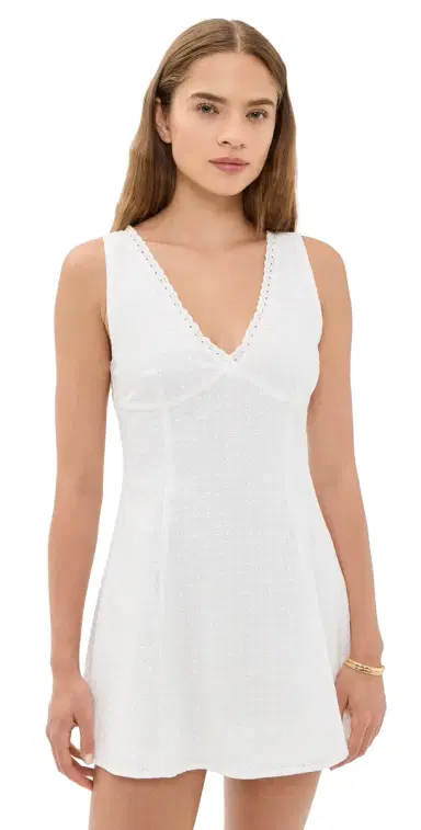 GOOD AMERICAN The Eyelet Mini Dress White001 L | Thumbnail 1
