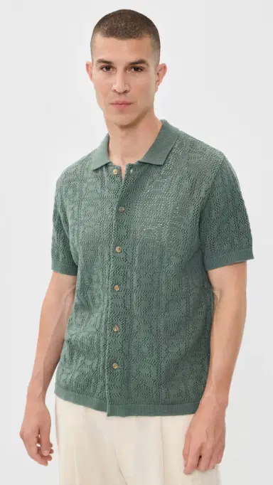 Taylor Stitch The Monterrey Sweater Polo Sea Green Crochet 44 | Thumbnail 2