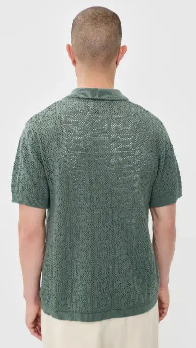 Taylor Stitch The Monterrey Sweater Polo Sea Green Crochet 44 | Thumbnail 3