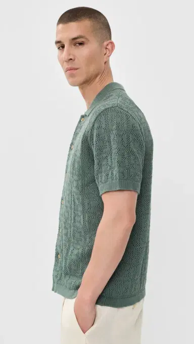 Taylor Stitch The Monterrey Sweater Polo Sea Green Crochet 44 | Thumbnail 4