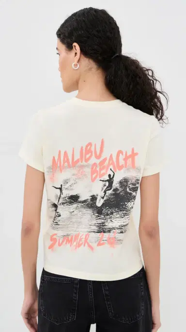Anine Bing Shelley Surfer Tee Washed Buttercream M | Thumbnail 3