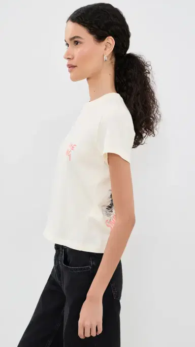 Anine Bing Shelley Surfer Tee Washed Buttercream M | Thumbnail 4