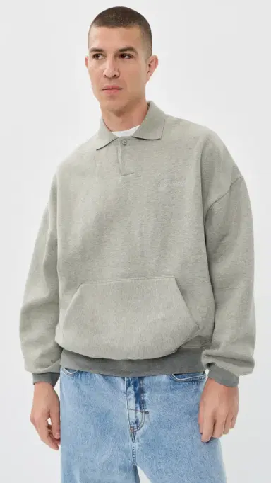 Fear of god ignature 90s Polo Sweatshirt Concrete Heather/Dark Concrete | Thumbnail 2 Fear of god ignature 90s Polo Sweatshirt Concrete Heather/Dark Concrete | Thumbnail 2