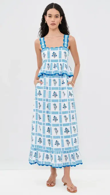 Saylor Vonda Dress Blue/Crme | Thumbnail 2