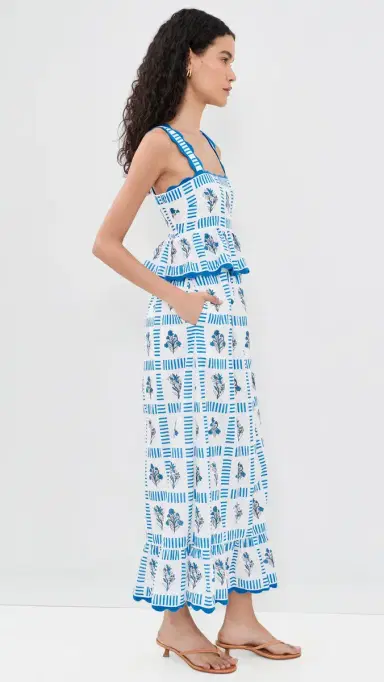 Saylor Vonda Dress Blue/Crme | Thumbnail 4