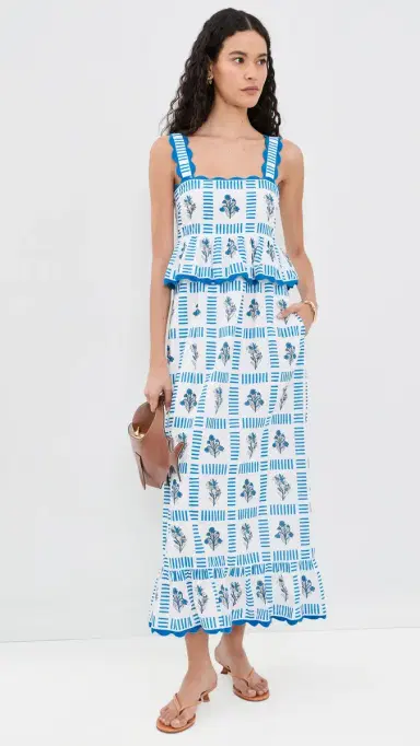 Saylor Vonda Dress Blue/Crme | Thumbnail 5