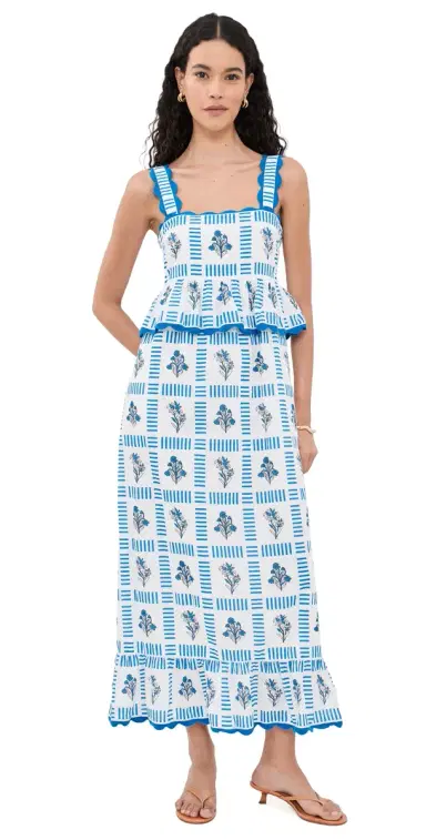Saylor Vonda Dress Blue/Crme | Thumbnail 1
