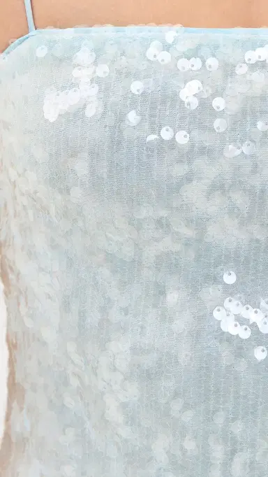 ALICE + OLIVIA Fifi Sequin Fitted Midi Cami Dress Clear Skies | Thumbnail 6 ALICE + OLIVIA Fifi Sequin Fitted Midi Cami Dress Clear Skies | Thumbnail 6
