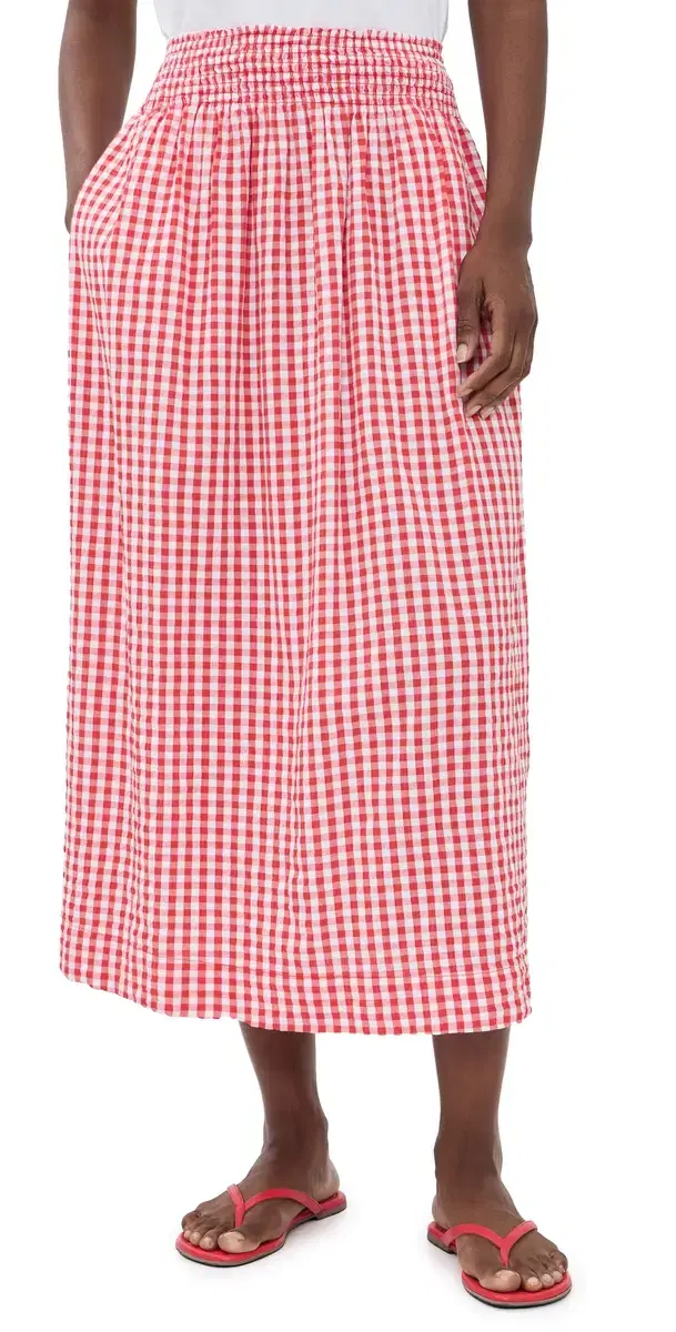 Splendid Gigi Gingham Midi kirt Firework/White