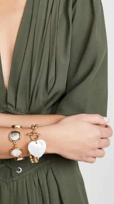 Brinker + Eliza Heart On Your Sleeve Bracelet Gold/Pearl | Thumbnail 3