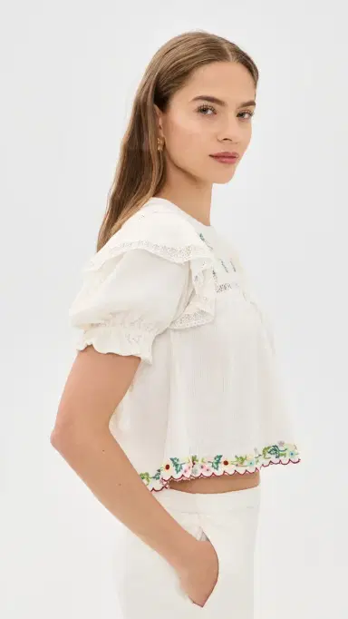For Love & Lemons Leah Top Cream | Thumbnail 4 For Love & Lemons Leah Top Cream | Thumbnail 4