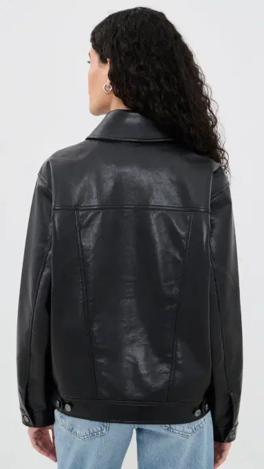 Anine Bing Rory Jacket in Black Recycled Leather Black Recycled Leather | Thumbnail 3