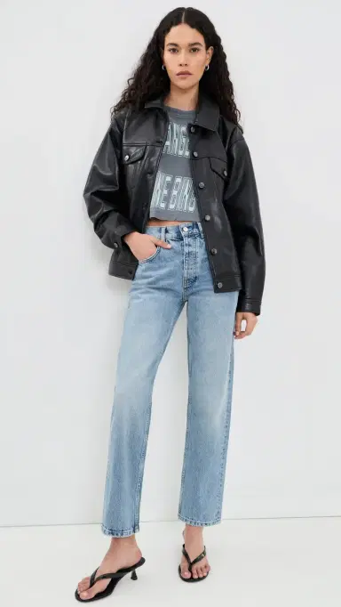 Anine Bing Rory Jacket in Black Recycled Leather Black Recycled Leather | Thumbnail 5