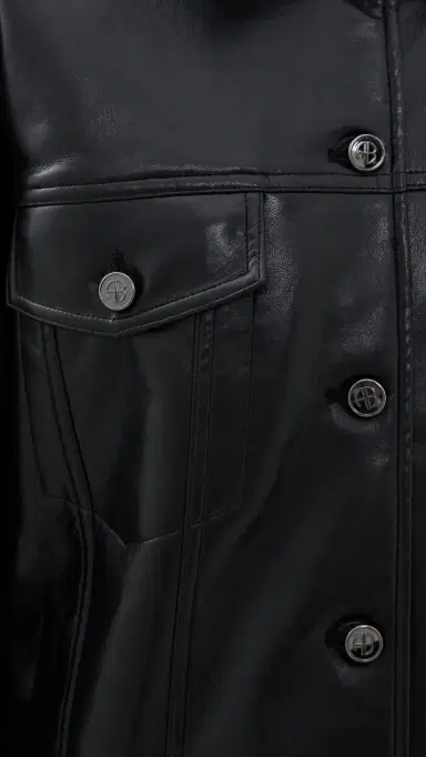 Anine Bing Rory Jacket in Black Recycled Leather Black Recycled Leather | Thumbnail 6