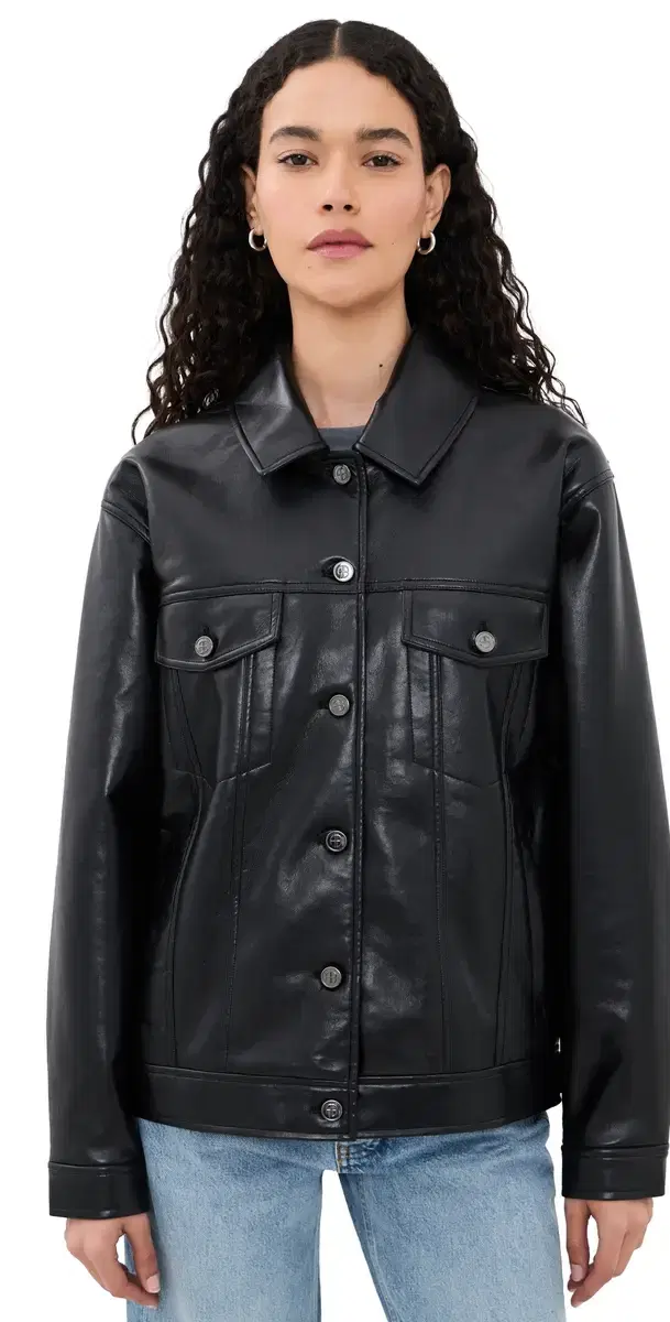 ANINE BING Rory Jacket in Black Recycled eather Black Recycled eather